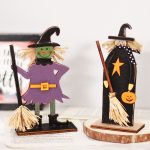 Halloween-Dekorationen, Hexengeist, bemalte Holzornamente, Party-Dekorations-Requisiten, Witch Leg, Witch Boots, Broom Witch, Purple Witch, Ghost – Bild 5