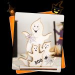 Halloween-Dekorationen, Hexengeist, bemalte Holzornamente, Party-Dekorations-Requisiten, Witch Leg, Witch Boots, Broom Witch, Purple Witch, Ghost – Bild 6