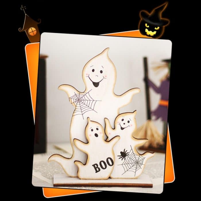 Halloween-Dekorationen, Hexengeist, bemalte Holzornamente, Party-Dekorations-Requisiten, Witch Leg, Witch Boots, Broom Witch, Purple Witch, Ghost – Bild 6