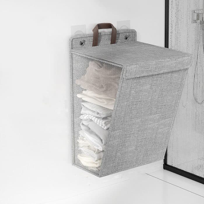 Faltbarer Wäschekorb zum Aufhängen, Organizer für schmutzige Kleidung mit Deckel, Gray  45 x 35 x 10cm, Beige 45 x 35 x 10cm, Gray  56 x 39 x 13cm, Beige 56 x 39 x 13cm – Bild 1