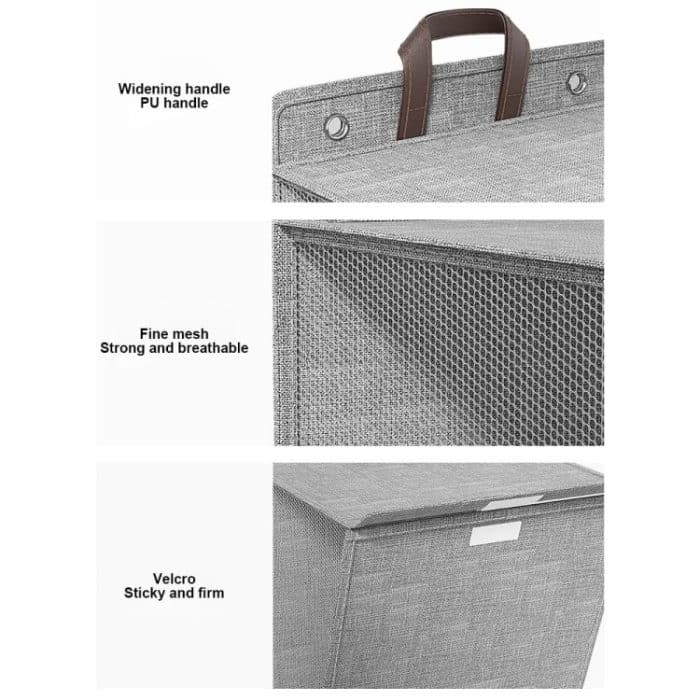 Faltbarer Wäschekorb zum Aufhängen, Organizer für schmutzige Kleidung mit Deckel, Gray  45 x 35 x 10cm, Beige 45 x 35 x 10cm, Gray  56 x 39 x 13cm, Beige 56 x 39 x 13cm – Bild 9