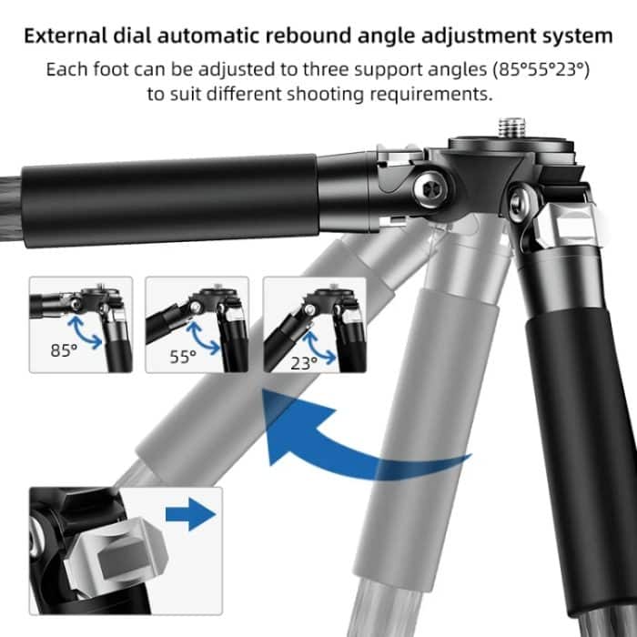 Tragbares Klappstativ aus Kohlefaser für Spiegelreflexkameras, kardanische Fotografie-Halterung mit niedrigem Schwerpunkt, BEXIN RC254, BEXIN RC254+LH-28 – Bild 7