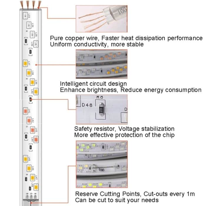 1 m wasserdichte, farbbeständige LED-Streifen, Neonlichtleiste, 2835 96 Beads Horse Racing Light Strip, 2835 144 Beads Horse Racing Light Strip, 5050 60 Beads RGB Light Strip, 5050 120 Beads RGB Light Strip – Bild 2