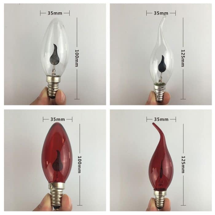 Retro-Flammen-Glühbirne, LED, energiesparende Lichtquelle, Kerze, dekorative Glühbirne, E14 Transparent Flame Pull Tail, E14 Transparent Flame Pointed, E14 Red Flame Pull Tail, E14 Red Flame Pointed, E27 Transparent Flame Pull Tail... – Bild 2