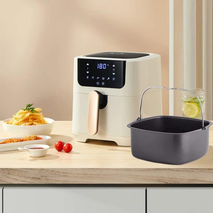 Für quadratische 3,8–8qt Luftfritteuse, quadratisches, antihaftbeschichtetes Kuchenkorb-Backblech, 7inch With Ear, 8inch With Ear – Bild 6