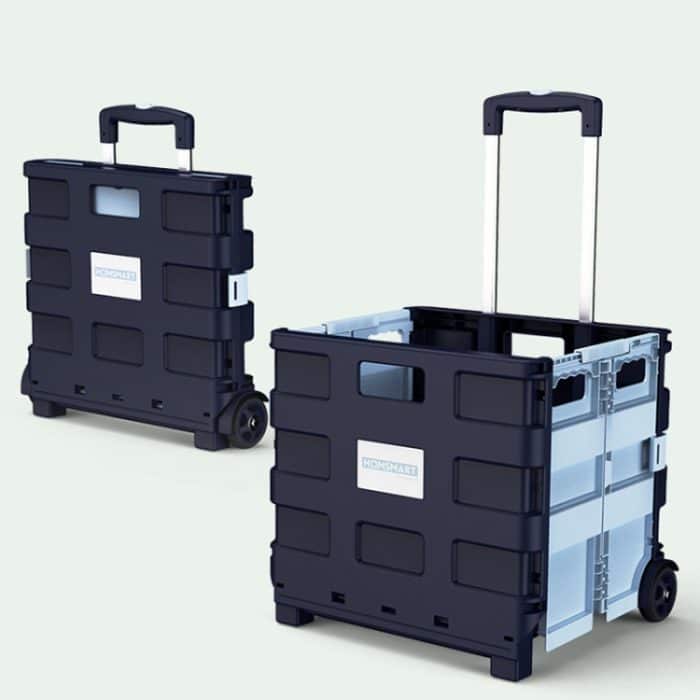 Tragbarer, zusammenklappbarer Einkaufswagen aus Kunststoff, kleiner Einkaufswagen für den Lebensmitteleinkauf, Two Wheels Dark Blue, Two Wheels Green, Two Wheels Rose Pink, Universal Wheel Pink, Universal Wheel Black, Universal Wheel Green... – Bild 1