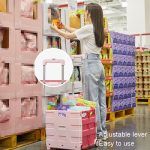 Tragbarer, zusammenklappbarer Einkaufswagen aus Kunststoff, kleiner Einkaufswagen für den Lebensmitteleinkauf, Two Wheels Dark Blue, Two Wheels Green, Two Wheels Rose Pink, Universal Wheel Pink, Universal Wheel Black, Universal Wheel Green... – Bild 8