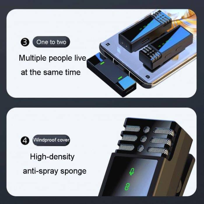 Ein bis zwei kabellose Lavalier-Mikrofone für Außenaufnahmen mit Geräuschunterdrückung, Type-C, 8 Pin – Bild 10