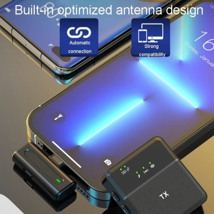 Drahtloses Lavalier-Mikrofon, Eins-zu-Eins-Live-Aufnahme, Mikrofone mit Geräuschunterdrückung, Type-C, 8 Pin – Bild 4