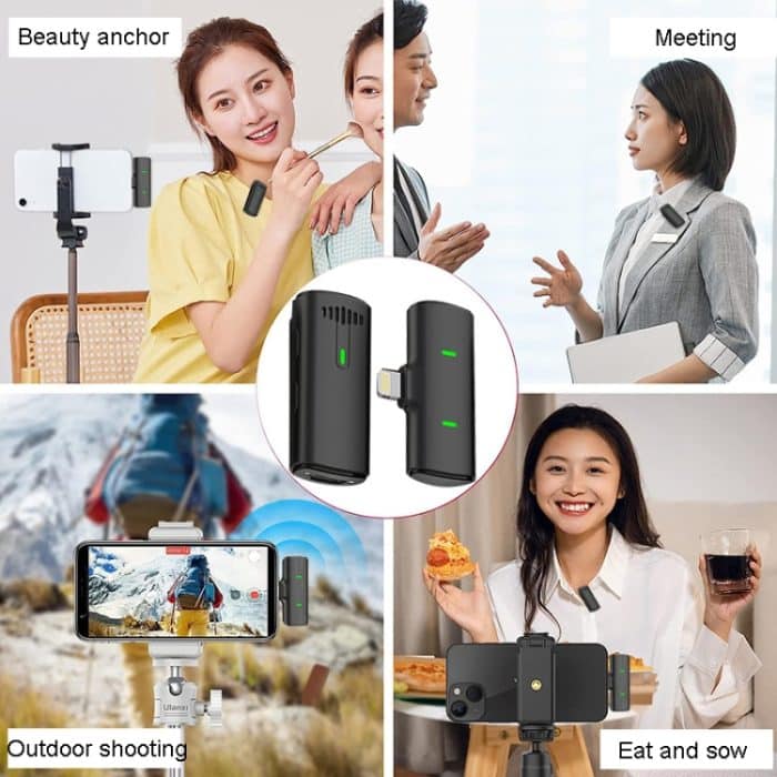 Ein bis zwei kabellose Lavalier-Mikrofone für Außenaufnahmen mit Geräuschunterdrückung, Type-C, 8 Pin – Bild 11