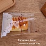 Selbstklebende Keksbeutel mit weißer Spitze und Schleife, Backverpackung, 100pcs /Pack 7x7cm, 100pcs /Pack 10x10cm, 100pcs /Pack 15x15cm – Bild 4