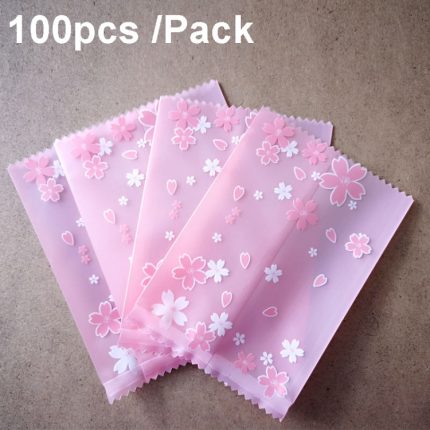 Backverpackung, mattierte, maschinenversiegelte Beutel, Keksbeutel mit Kirschblütenmuster, 100pcs /Pack 5.5x8.5cm, 100pcs /Pack 7x10cm