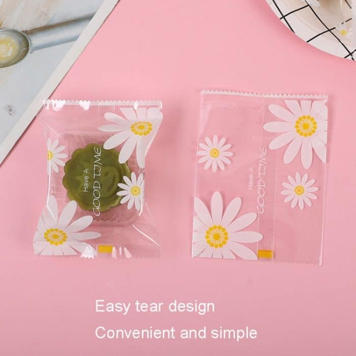 Keksverpackungsbeutel mit Gänseblümchenmuster, maschinenverschließbare Snackbeutel, 100pcs /Pack 4x9.5cm, 100pcs /Pack 5.5x8.5cm, 100pcs /Pack 7x10cm, 100pcs /Pack 9x11.5cm, 100pcs /Pack 10x13.5cm, 100pcs /Pack 11x15cm – Bild 2