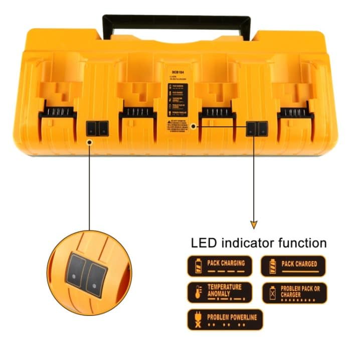 DCB104 Tragbares Schnellladegerät 12V-20V Elektrowerkzeug-Lithium-Batterieladegerät, für Dewalt DCB127 / DCB200 / DCB205 / DCB206, US, EU, UK, AU – Bild 2