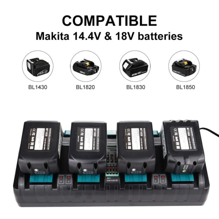 4-Port 18V Lithium-Ionen-Ladegerät DC18SF für Makita BL1430 / BL1820 / BL1830 / BL1850, US, EU, UK, AU – Bild 8