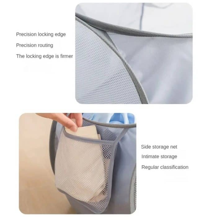 Faltbarer Aufbewahrungskorb für den Haushalt, geschichteter, verdickter Korb für schmutzige Wäsche, 2 Grids Black, 2 Grids Gray, 2 Grids White, 3 Grids Black, 3 Grids Gray, 3 Grids White, Single Grid Black, Single Grid Gray, Single Grid White – Bild 10