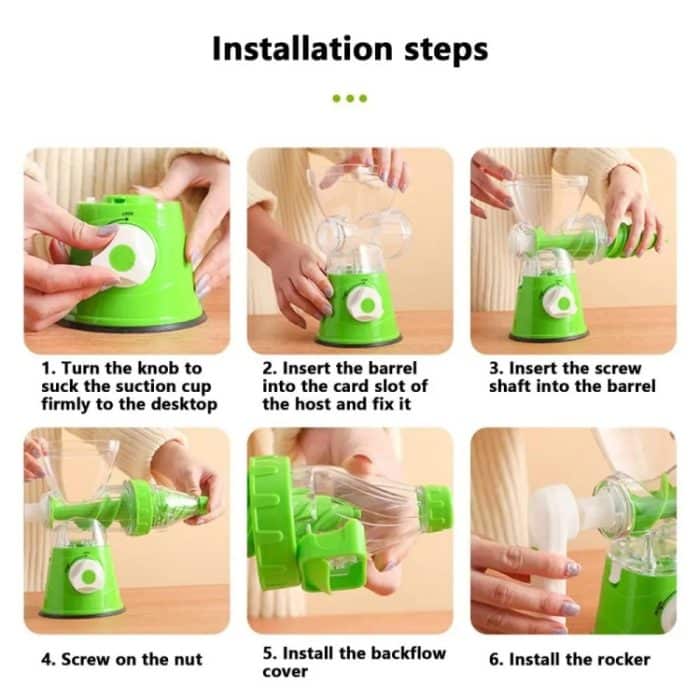 Hand-Entsafter, kleine tragbare Küchenmaschine, Saft- und Gemüsepresse, Blue, Green, Red – Bild 10