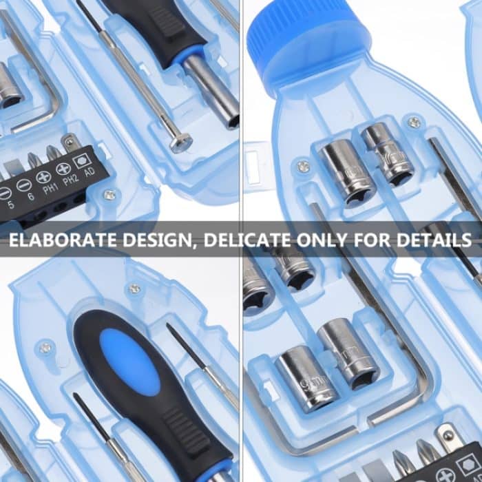 15-in-1-Trinkflaschen-Werkzeugset, transparente Kunststoffbox, Utensilienset – Bild 6