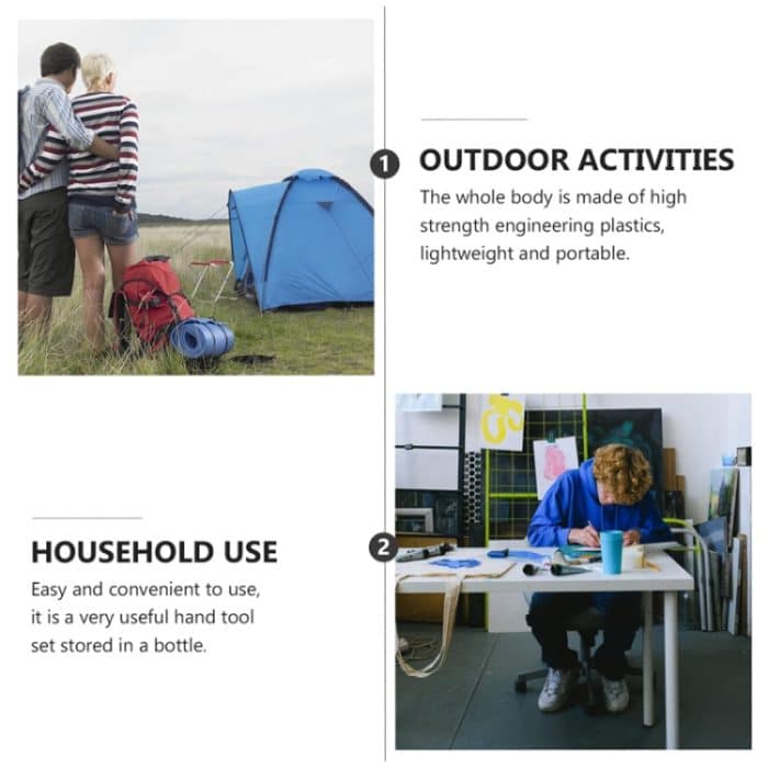 15-in-1-Trinkflaschen-Werkzeugset, transparente Kunststoffbox, Utensilienset – Bild 7