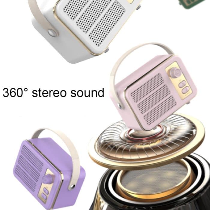 Tragbarer Mini-Retro-HIFI-Level-Stereo-Sound-Handlautsprecher mit Bluetooth, Pink, White, Purple, Green – Bild 8