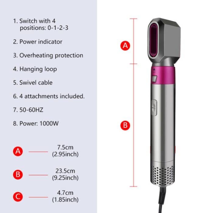 5-in-1-Heißluftkamm, automatischer Lockenstab, quadratisches Modell, Haar-Styling-Kamm, Locken und Glätten, US Plug, EU Plug, UK Plug, AU Plug – Bild 6