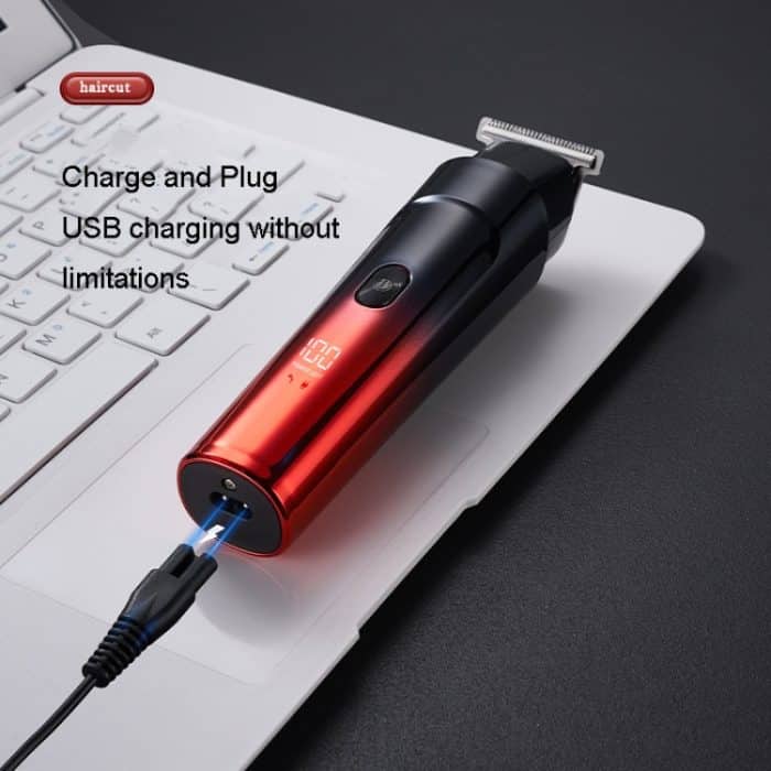 Wiederaufladbarer elektrischer Haarschneider für den Heimfriseur, Haarrasiergerät, Black, Gradient Red, Gray – Bild 3