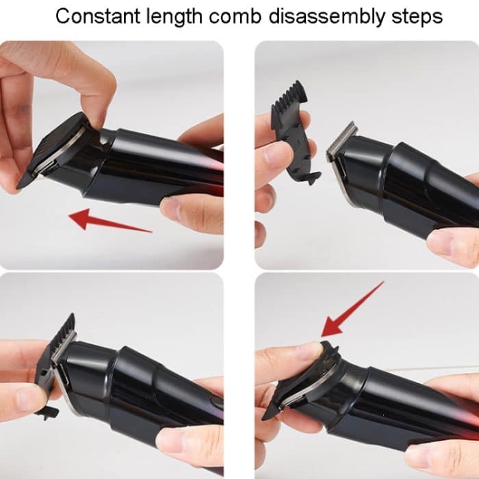 Wiederaufladbarer elektrischer Haarschneider für den Heimfriseur, Haarrasiergerät, Black, Gradient Red, Gray – Bild 6