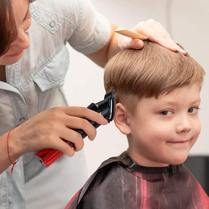 Wiederaufladbarer elektrischer Haarschneider für den Heimfriseur, Haarrasiergerät, Black, Gradient Red, Gray – Bild 9