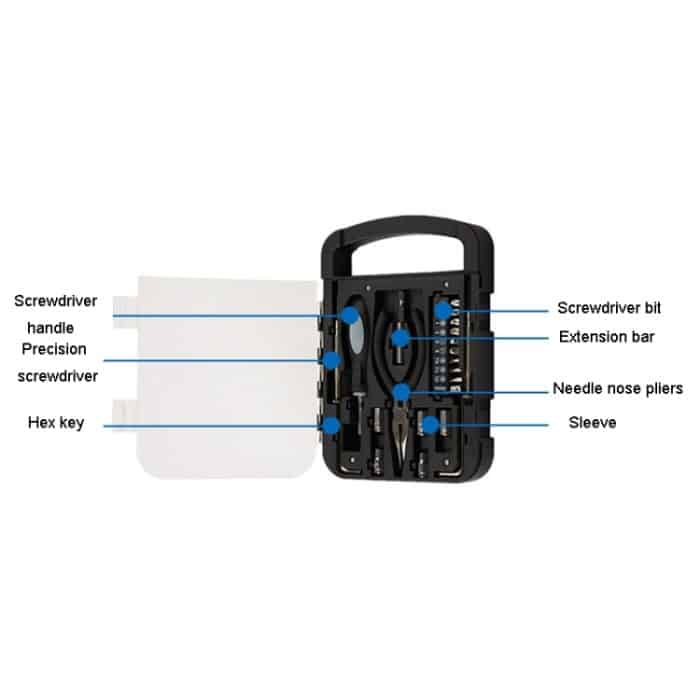 22-in-1 tragbares Werkzeugset mit transparentem Deckel, Heim-Hardware-Utility-Kit – Bild 4