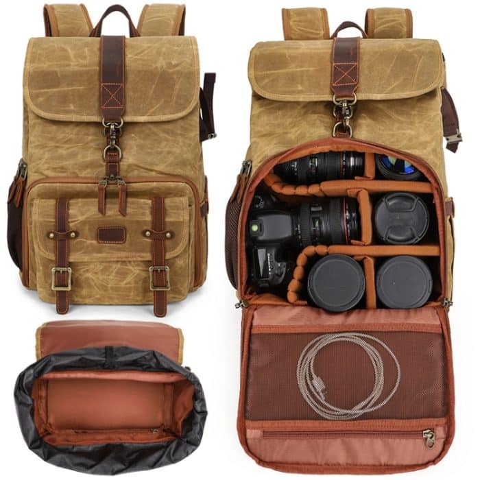 Große Kapazität SLR Digitalkamera Tasche Laptop Rucksack Canvas Aufbewahrungstasche – Bild 2