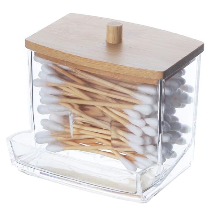 Undichtes Wattestäbchen-Organizer, Acryl-Schmuckaufbewahrung, Kosmetiketui, Bamboo Lid – Bild 1