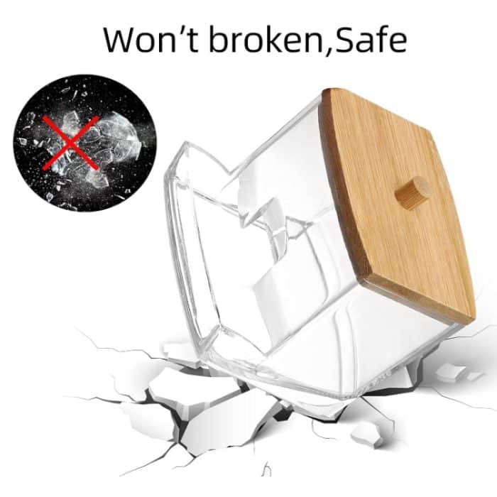 Undichtes Wattestäbchen-Organizer, Acryl-Schmuckaufbewahrung, Kosmetiketui, Bamboo Lid – Bild 3