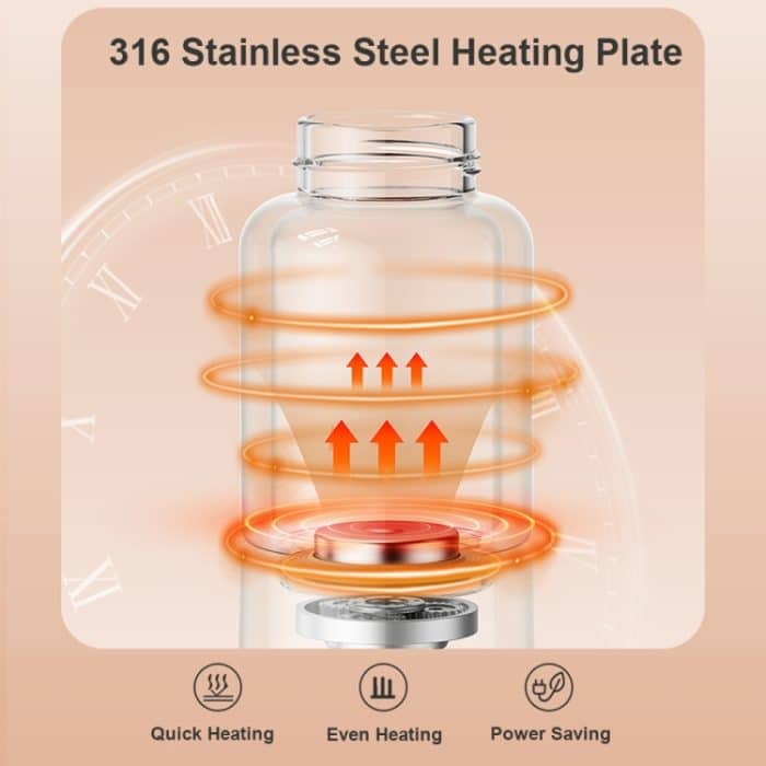 250 ml kabelloser Sofort-Wasserwärmer, elektrischer Wasserkocher für Babynahrung mit 15.000 mAh Akkukapazität, 250ml 15000 mAh (White), 250ml 15000 mAh (Blue), 250ml 15000 mAh (Pink) – Bild 5