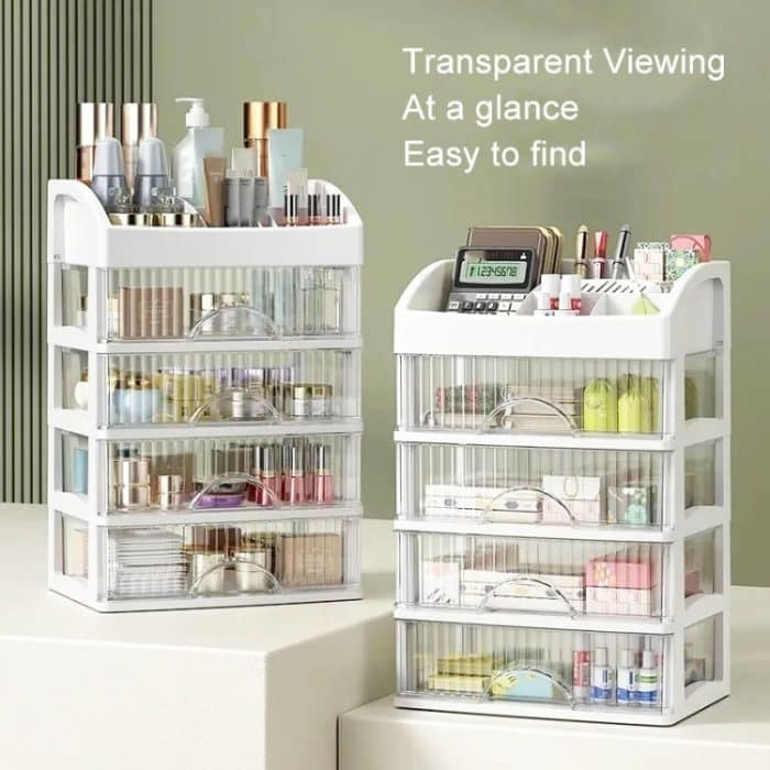 Schreibtisch-Schubladen-Organizer, mehrschichtig, für Kosmetik, Schmuck, Schreibwaren, multifunktionaler Organizer, 5 Layer White Drawer (White), 5 Layer Black Drawer (White), 5 Layer Black Drawer (Pink), 4 Layer White Drawer (White)... – Bild 8