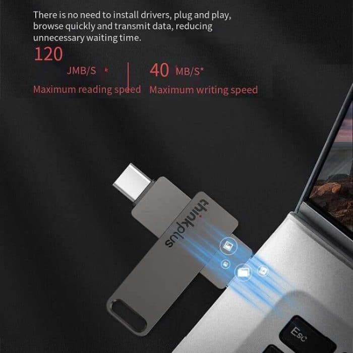 Lenovo Thinkplus MU110 USB3.2- und Typ-C-Dual-Interface-Rotations-Flash-Laufwerk, 32GB, 64GB, 128GB, 256GB, 512GB – Bild 8