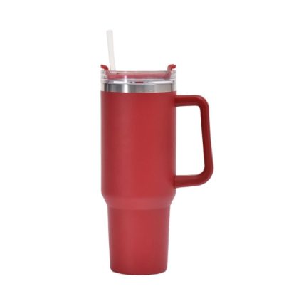 40-Unzen-Autobecher, doppelschichtiger Vakuumbecher mit Strohhalmgriff, Edelstahl-Thermosbecher