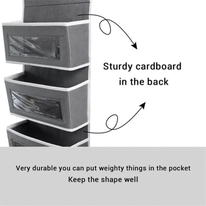 GD03 Wandmontierte Stoff-Aufbewahrungstasche, Kleiderschrank, Zimmertür hinter Hängetasche, Gray 4-grids, Beige 4-grids, Brown 4-grids, Black 4-grids, 4+1 Gray, 4+1 Beige, Wave Pattern 4-grids, Lantern Flower 4-grids – Bild 6