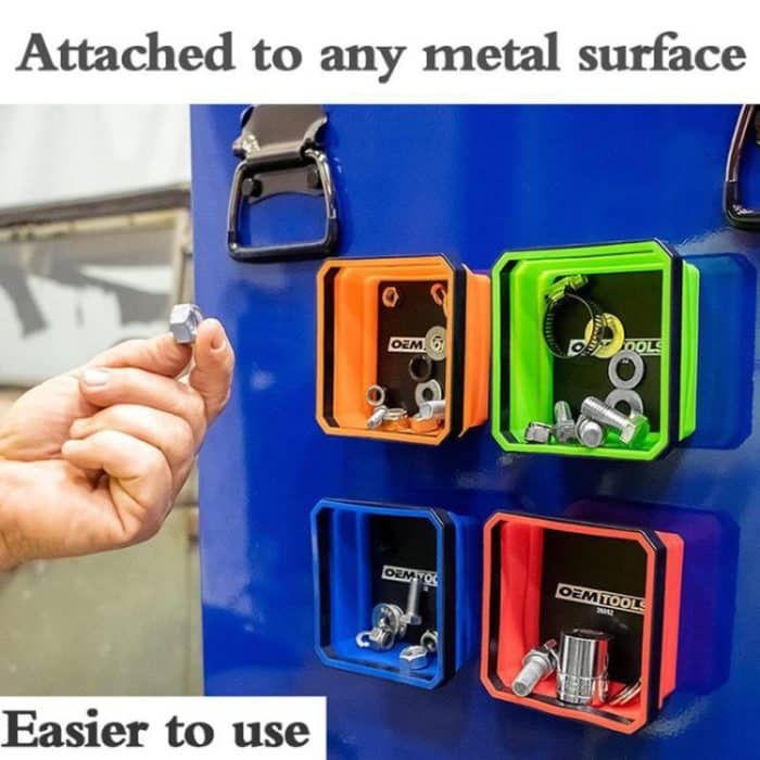 Quadratische, faltbare magnetische Teileschale aus Silikon für Kleinteile und Werkzeuge, Orange, Red, Blue – Bild 6