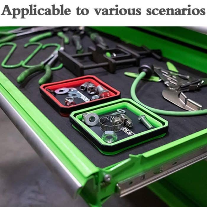 Quadratische, faltbare magnetische Teileschale aus Silikon für Kleinteile und Werkzeuge, Orange, Red, Blue – Bild 7