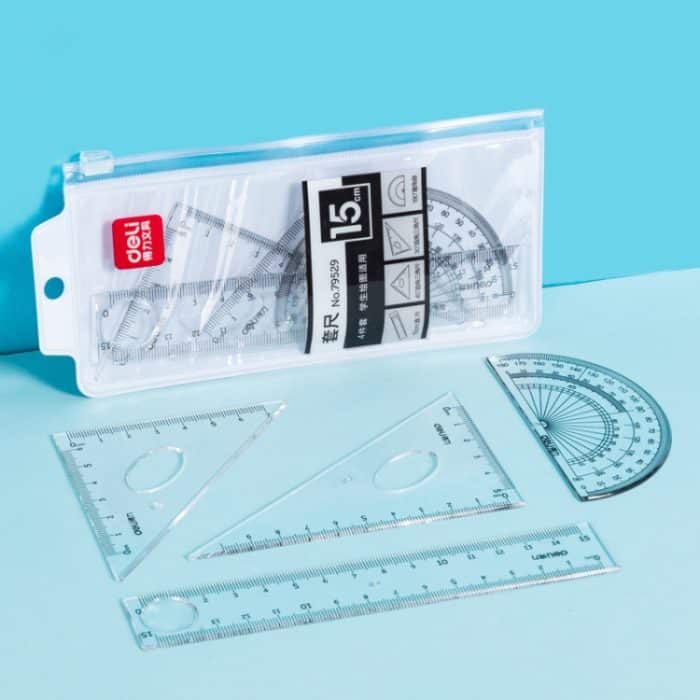 TBD0604262401.jpg Deli 4-in-1-Lineal-Set für Studenten, Lineal-Briefpapier-Set, 79529, 9597, 9594 – Bild 1