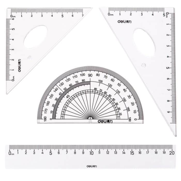 Deli 4-in-1-Lineal-Set für Studenten, Lineal-Briefpapier-Set, 79529, 9597, 9594 – Bild 2