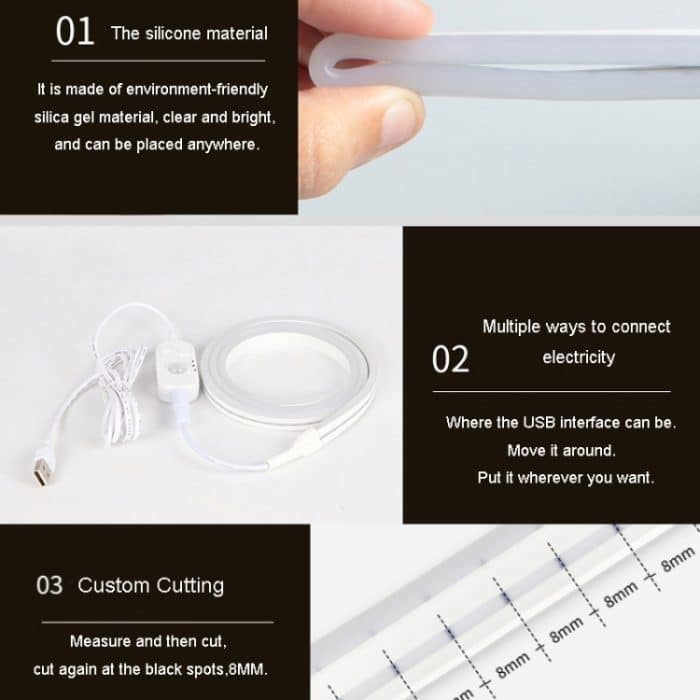 2 m LED-Körpersensor, flexibler Lichtstreifen, intelligenter Sensor, USB-Lichtstreifen – Bild 5