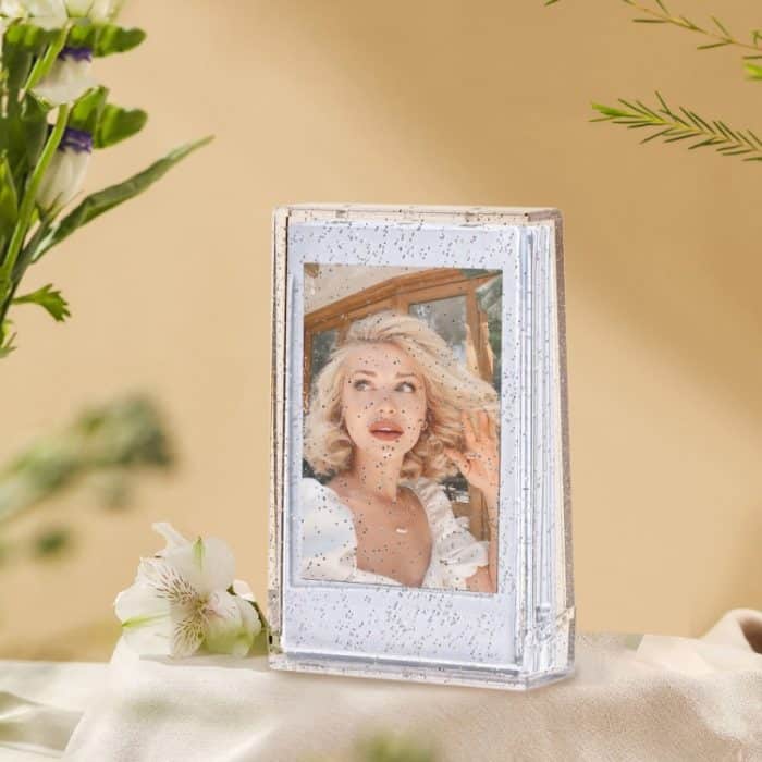 3-Zoll-Eiscreme-Glitzer-Fotobox Promi-Fotokarten-Aufbewahrungsbox für Polaroids, Transparent, Pink, Purple, Blue, Green – Bild 5