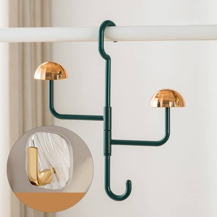 Pilz-Kleiderständer, drehbar, ohne Stanzen, ohne Spuren, Haken, für Zuhause, multifunktionales Aufbewahrungsregal für Schals und Taschen – Bild 1