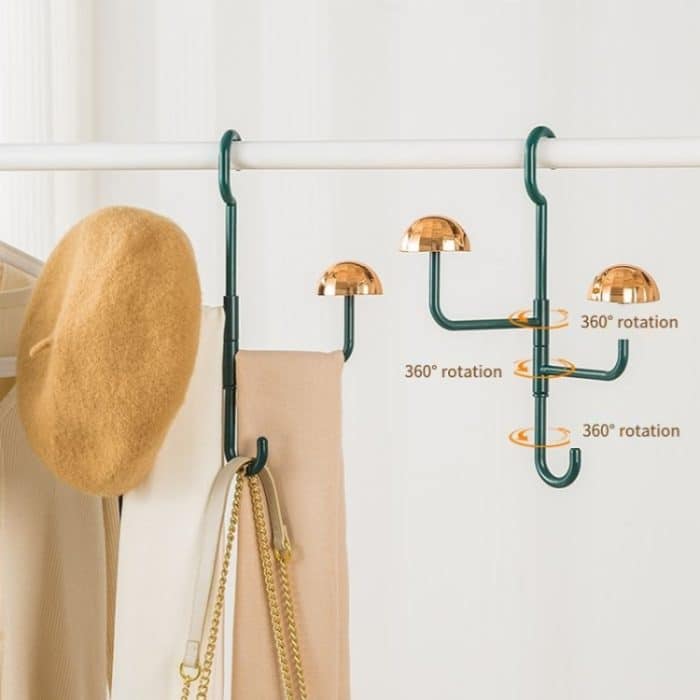 Pilz-Kleiderständer, drehbar, ohne Stanzen, ohne Spuren, Haken, für Zuhause, multifunktionales Aufbewahrungsregal für Schals und Taschen – Bild 3