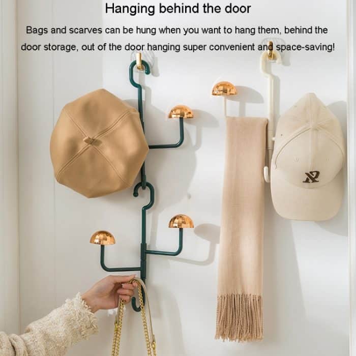 Pilz-Kleiderständer, drehbar, ohne Stanzen, ohne Spuren, Haken, für Zuhause, multifunktionales Aufbewahrungsregal für Schals und Taschen – Bild 7