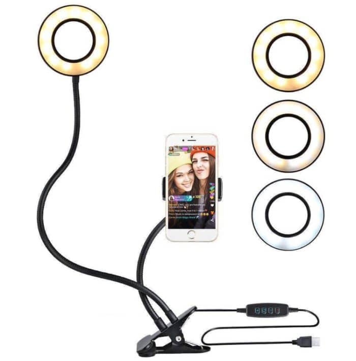 Selfie-Ringlicht mit Handyhalter, 360 drehbare flexible Arme für Live-Stream, 4 Inch, 6 Inch, 8 Inch – Bild 1