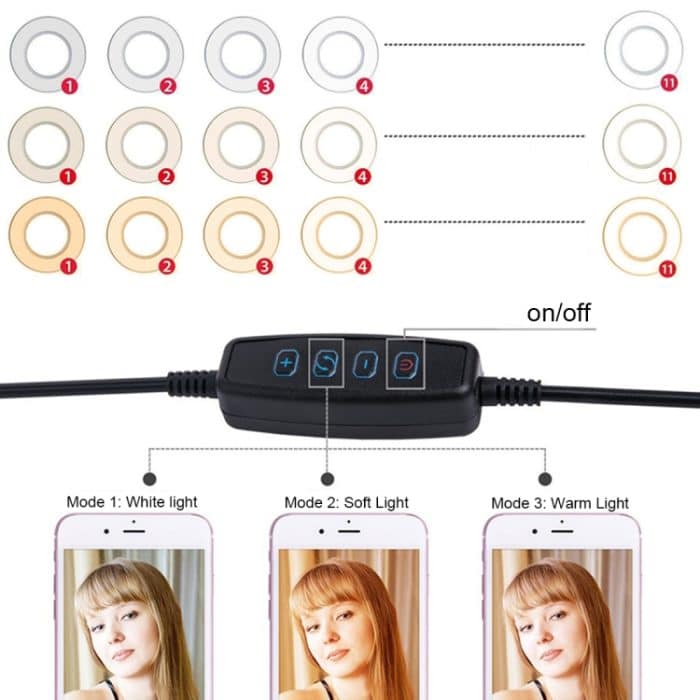 Selfie-Ringlicht mit Handyhalter, 360 drehbare flexible Arme für Live-Stream, 4 Inch, 6 Inch, 8 Inch – Bild 6