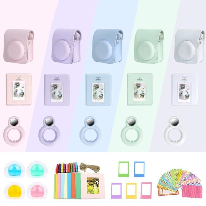 Für Polaroid Mini12 7 in 1 Fotoalbum Aufkleber Fotorahmen Kameratasche, Green, White, Blue, Pink, Purple – Bild 2
