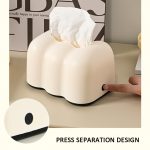 Cloud Taschentuchbox, cremefarbener Tisch-Serviettenhalter aus Kunststoff zum Aufhängen an der Wand – Bild 3